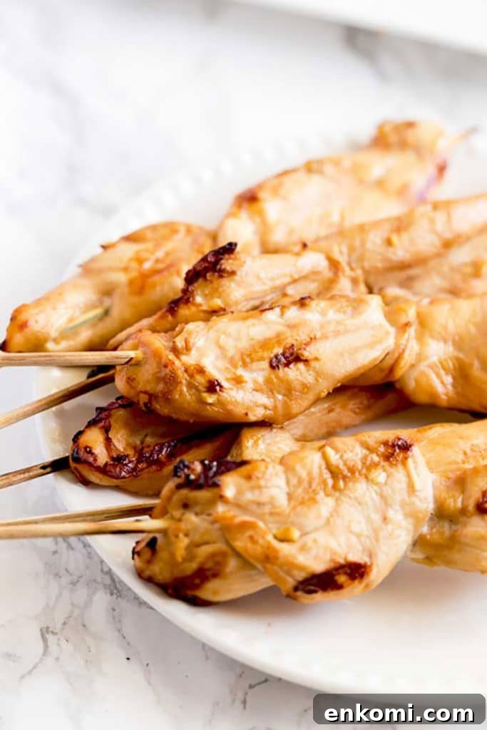 Chicken Skewers on a plate.