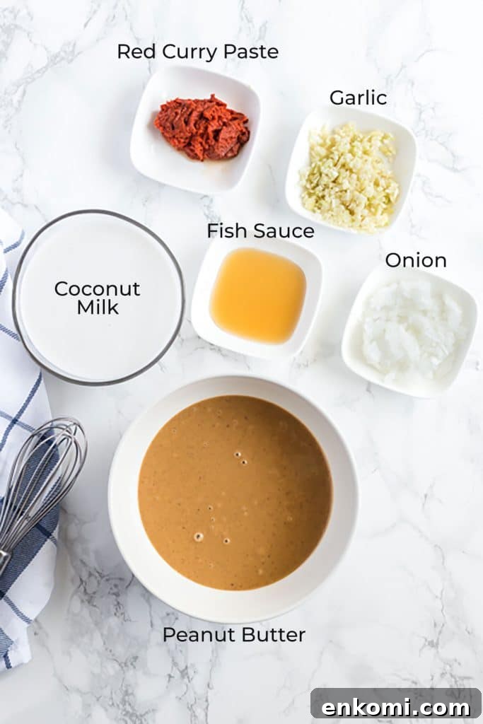 Ingredients to make Thai Peanut Sauce