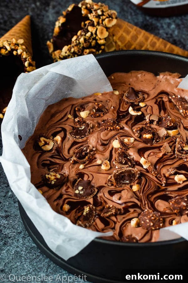 No-Churn Ferrero Rocher Nutella Ice Cream with Chocolate Hazelnut Cones 2 No-Churn Ferrero Rocher Nutella Ice Cream