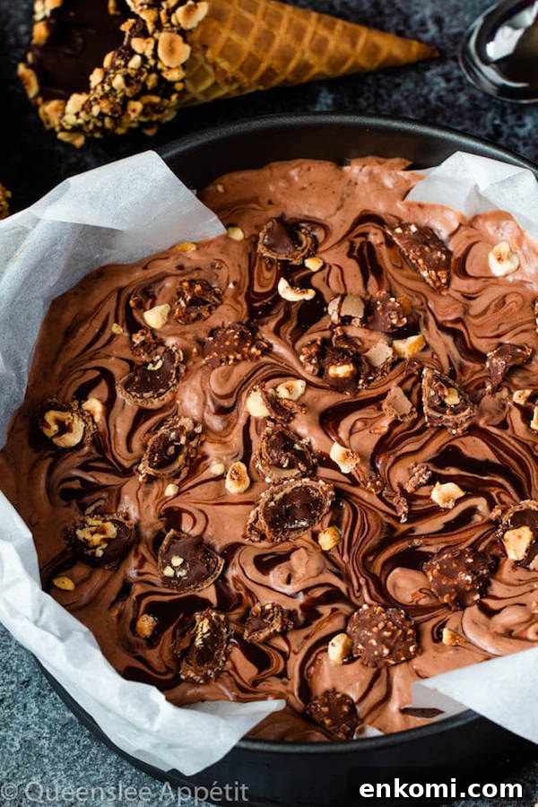No-Churn Ferrero Rocher Nutella Ice Cream with Chocolate Hazelnut Cones 11 No-Churn Ferrero Rocher Nutella Ice Cream
