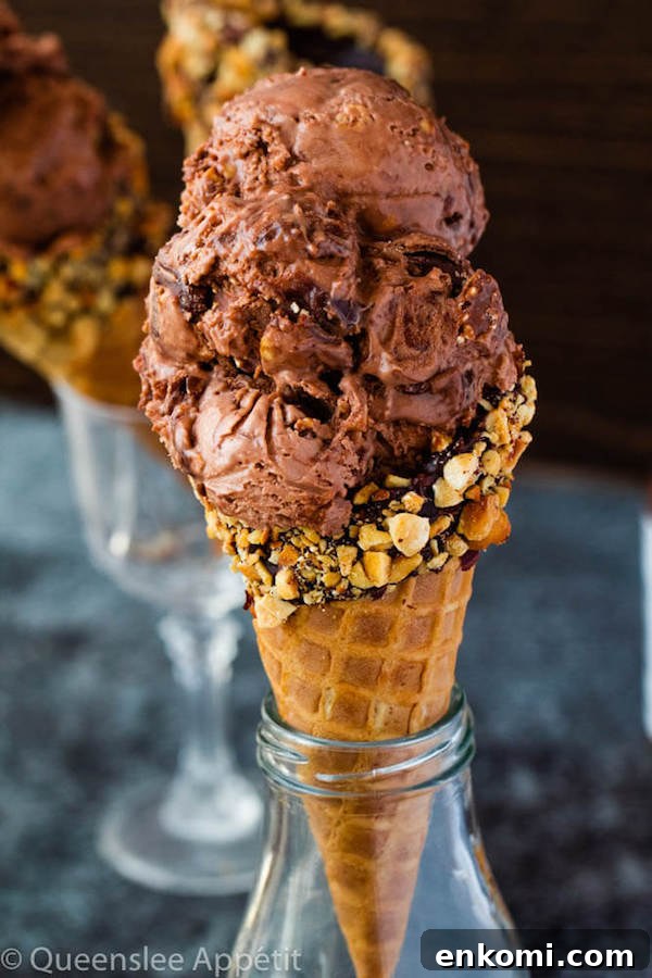 No-Churn Ferrero Rocher Nutella Ice Cream with Chocolate Hazelnut Cones 14 No-Churn Ferrero Rocher Nutella Ice Cream with Chocolate Hazelnut Cones