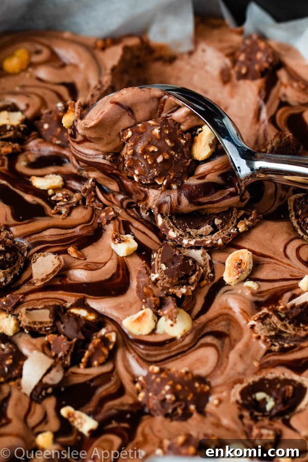 No-Churn Ferrero Rocher Nutella Ice Cream with Chocolate Hazelnut Cones 4 No-Churn Ferrero Rocher Nutella Ice Cream