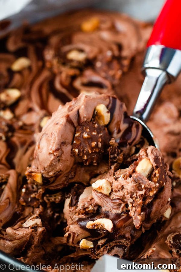 No-Churn Ferrero Rocher Nutella Ice Cream with Chocolate Hazelnut Cones 6 No-Churn Ferrero Rocher Nutella Ice Cream
