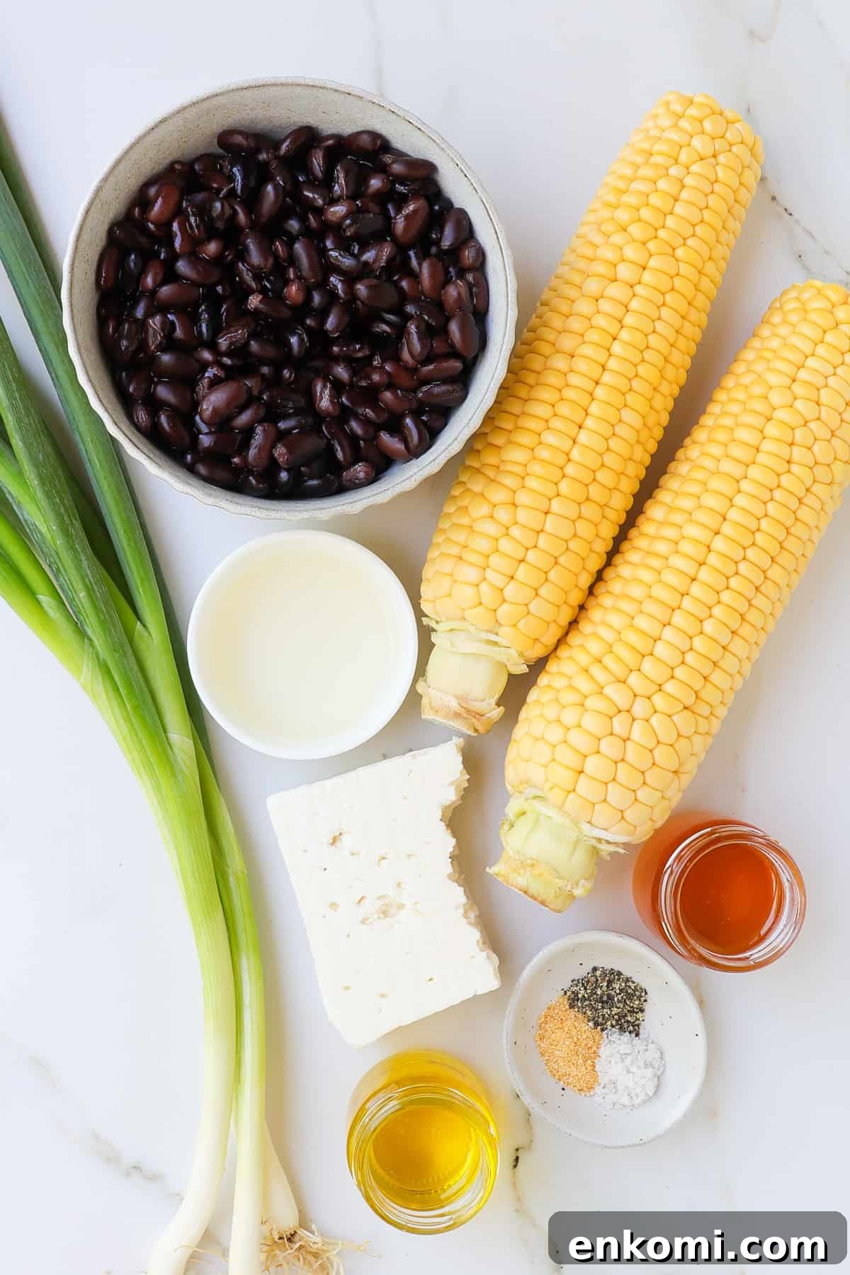 Ingredients shown to make the corn dip.