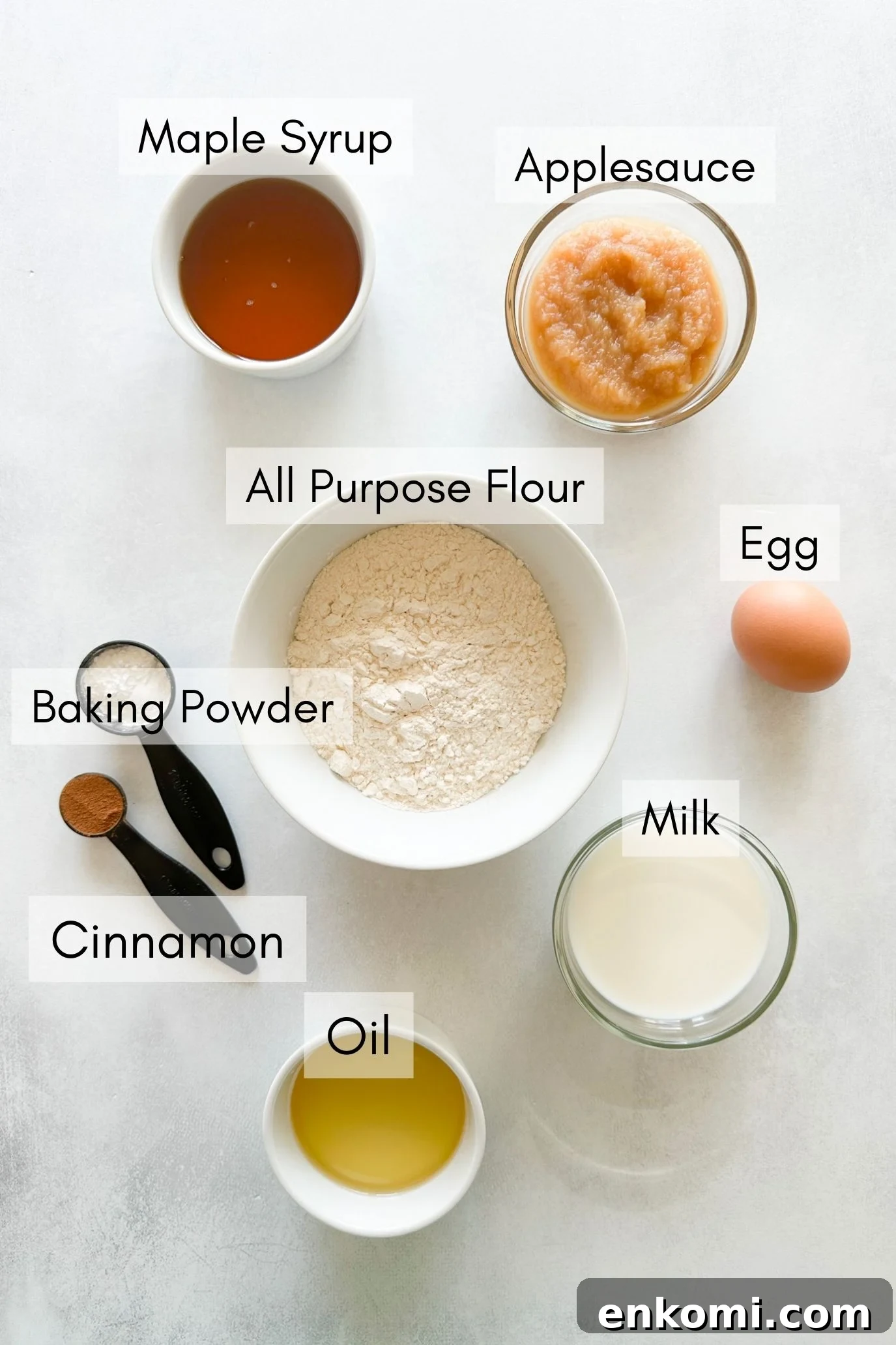 Ingredients to make cinnamon muffins.
