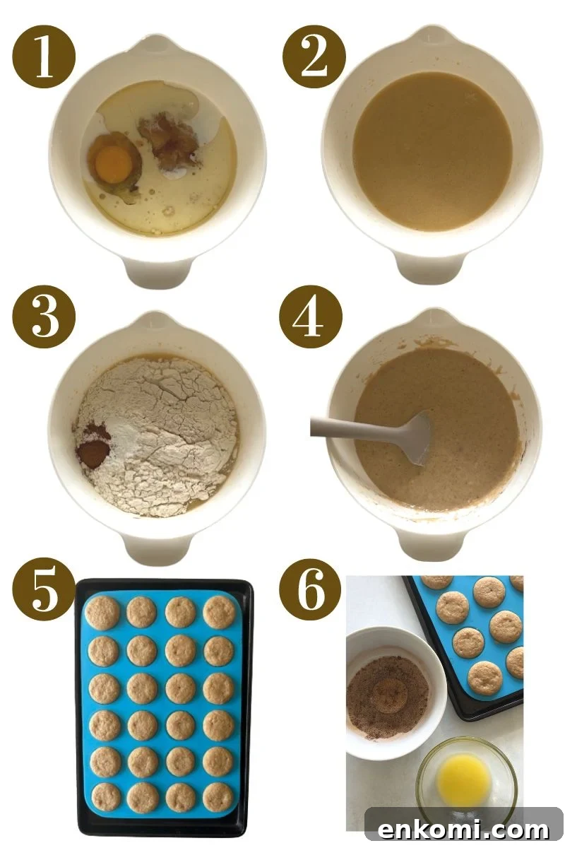 Steps to make cinnamon muffins.