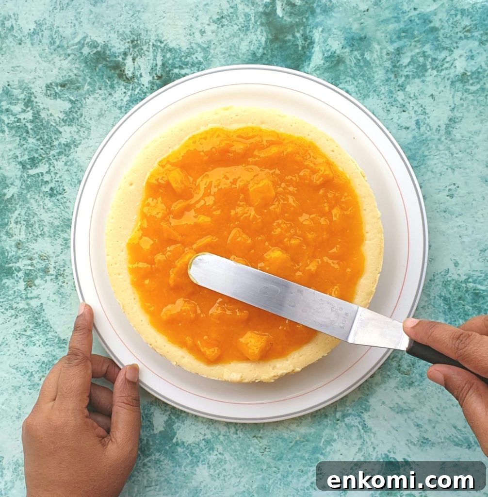 easy baked cheesecake with mango topping