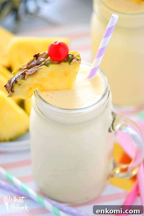 Creamy Piña Colada Smoothie Recipes for Tropical Movers 2 These Healthy Pina Colada Smoothies are dairy free, gluten free, and paleo. They make a great breakfast or quick afternoon drink and will have you dreaming of sunshine and warm beach weather! Recipe from @whattheforkbog | whattheforkfoodblog.com | smoothie recipes | easy smoothie recipes
