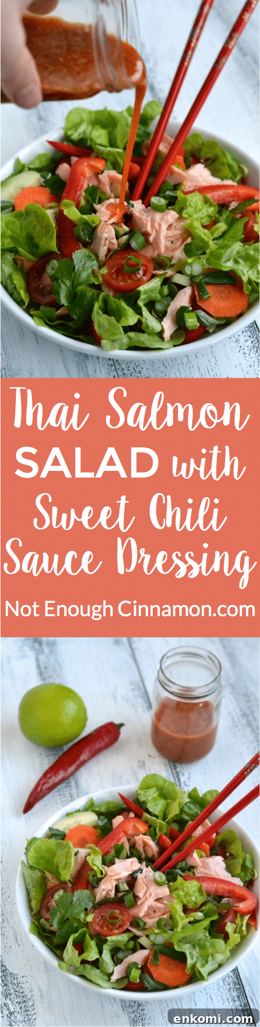 Thai Salmon Salad with Tangy Sweet Chili Dressing 6 Thai Salmon Salad with Sweet Chili Sauce Dressing - find the recipe on NotEnoughCinnamon.com
