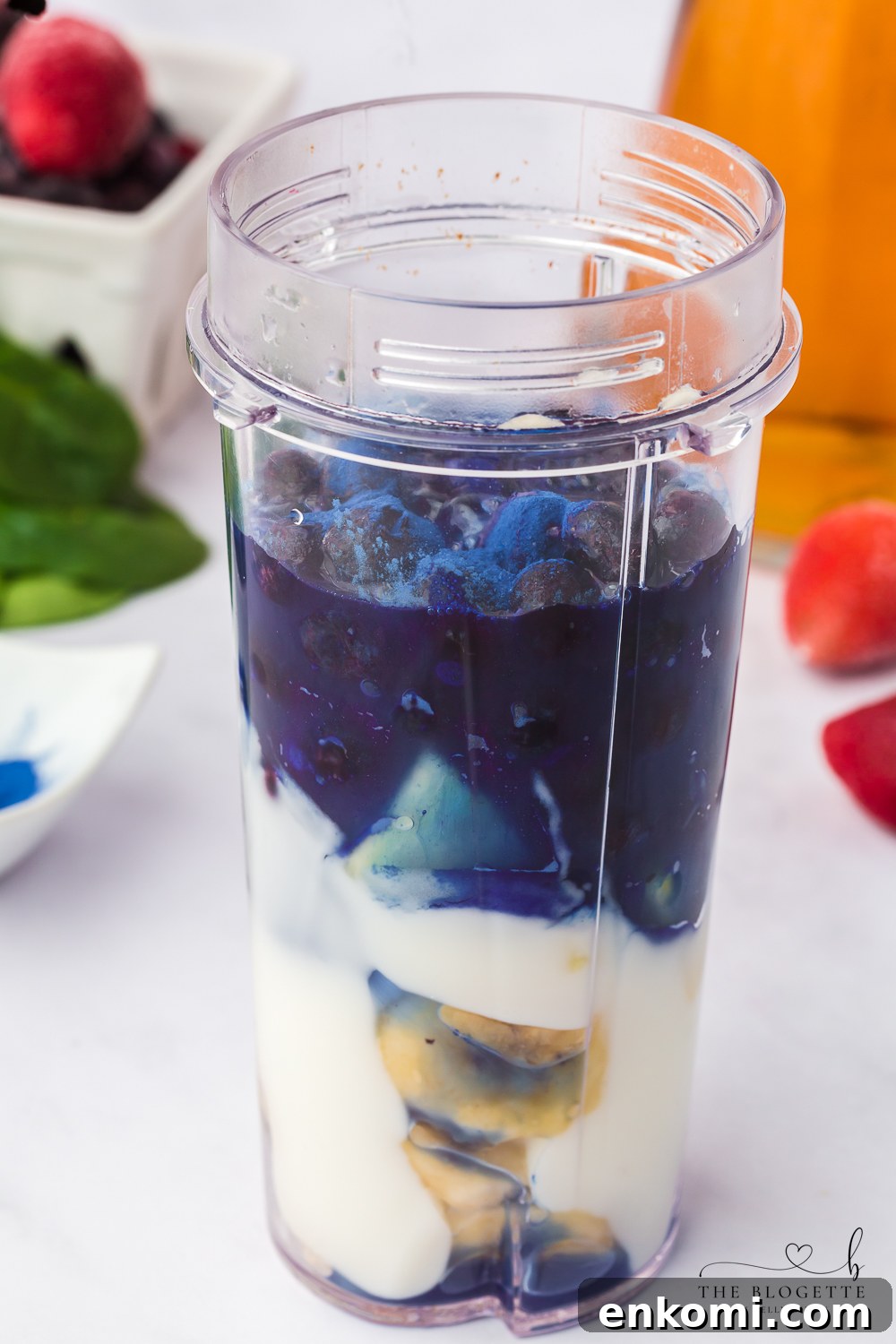 Purple layer of a rainbow smoothie