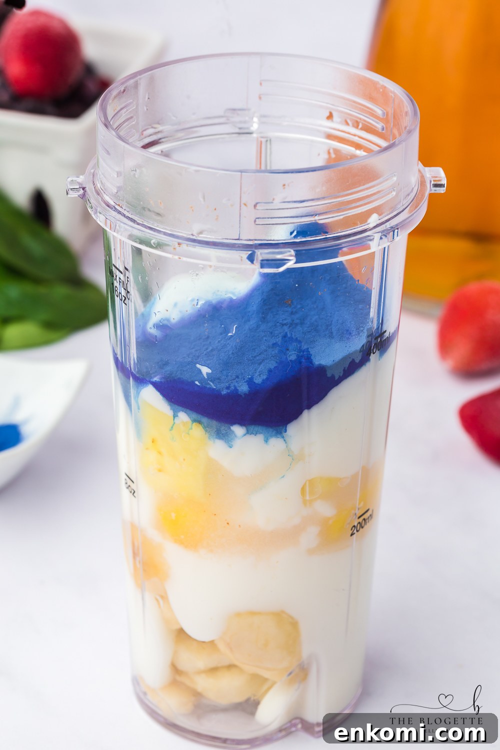 Blue layer of a rainbow smoothie
