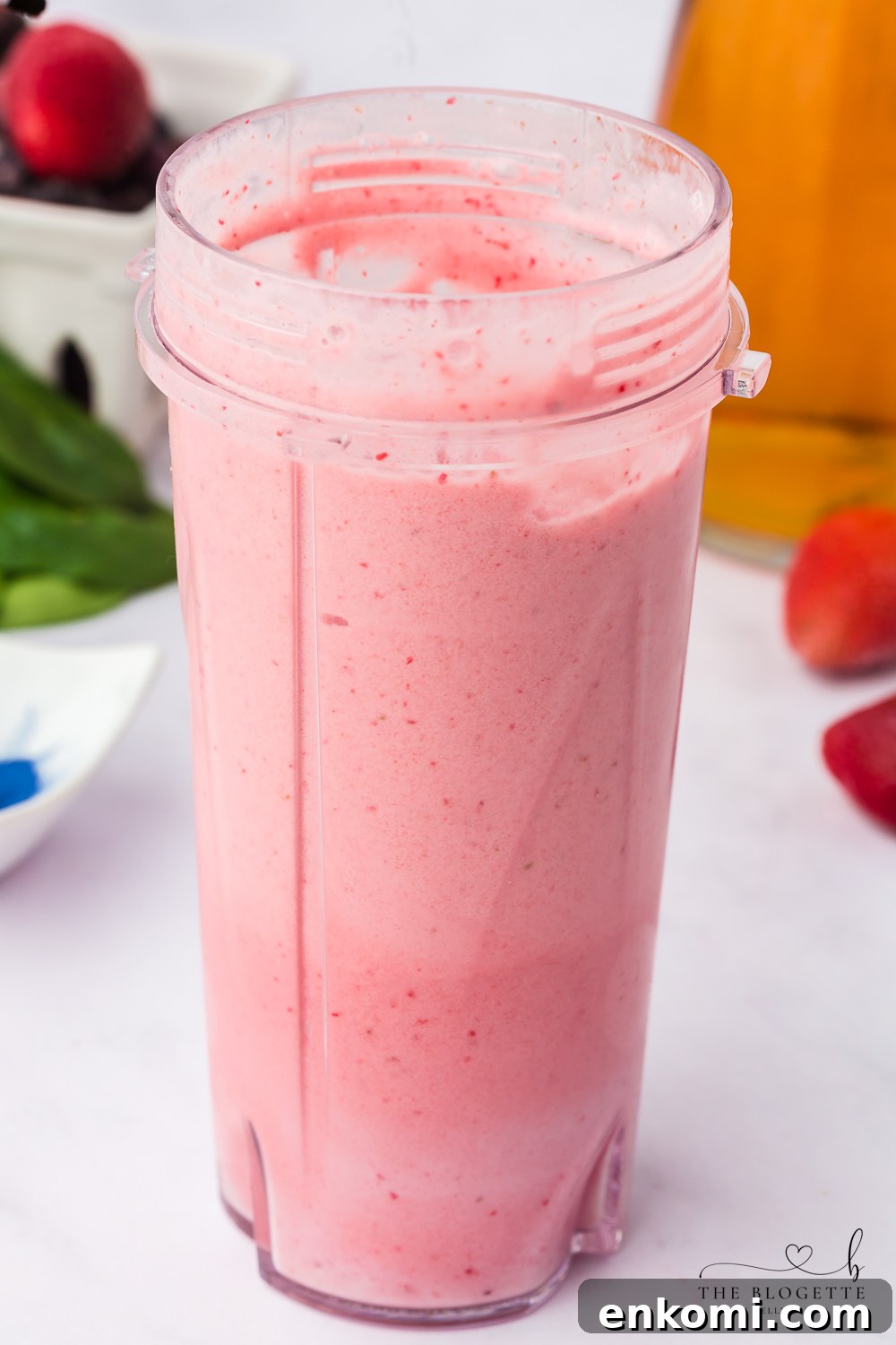 Pink layer of a rainbow smoothie