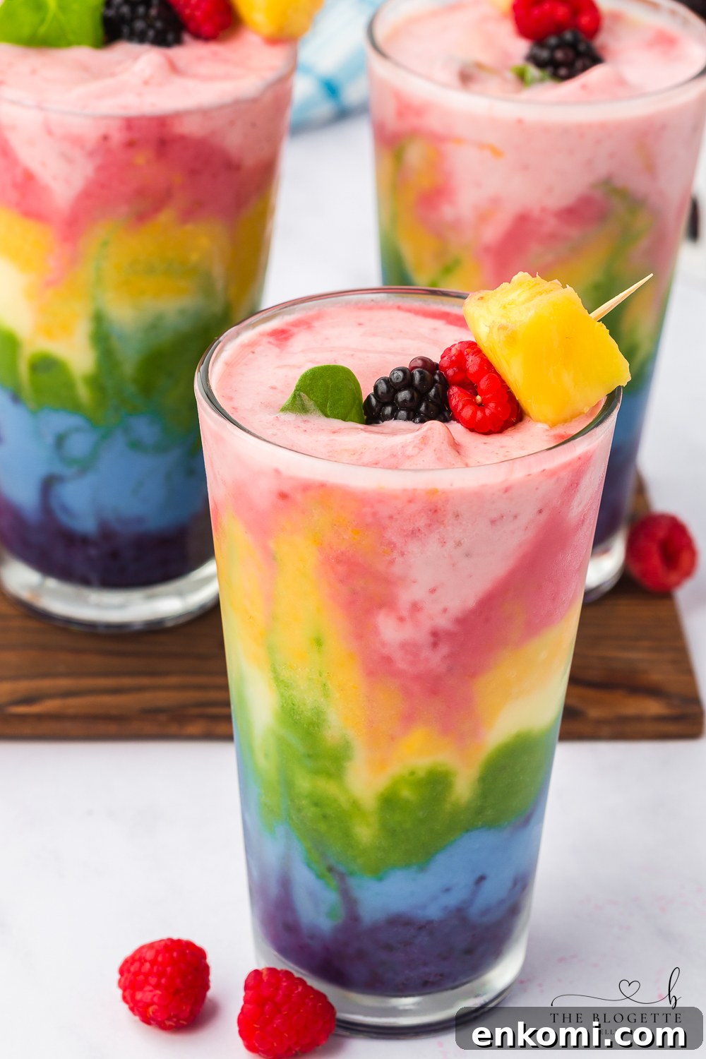 Rainbow Smoothie - packed with fruit and is perfect for breakfast or a healthy treat! It's also a fun rainbow recipe for St. Patrick's Day.