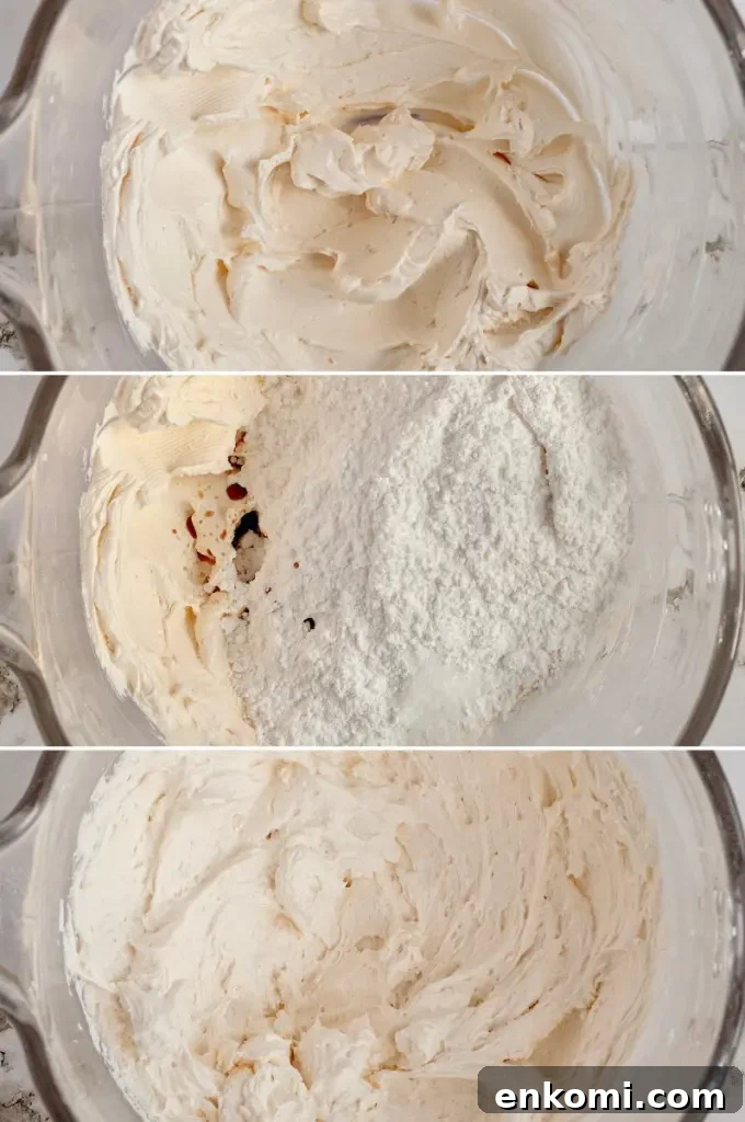 Dairy-Free Cream Cheese Frosting Recipe for Vegan Cakes 4 Fluffy dairy-free white cream cheese frosting swirled high in a white cup.