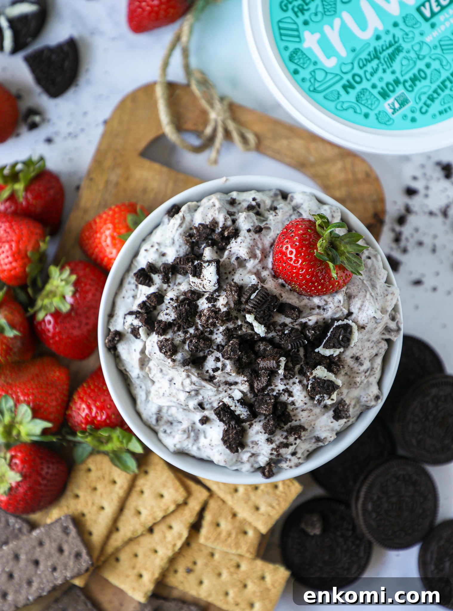 Dairy-Free Oreo Cheesecake Dip Recipe for Parties 5 Sweet, creamy and loaded with Oreo cookie crumbles. This dip comes together in minutes and is fun to serve.