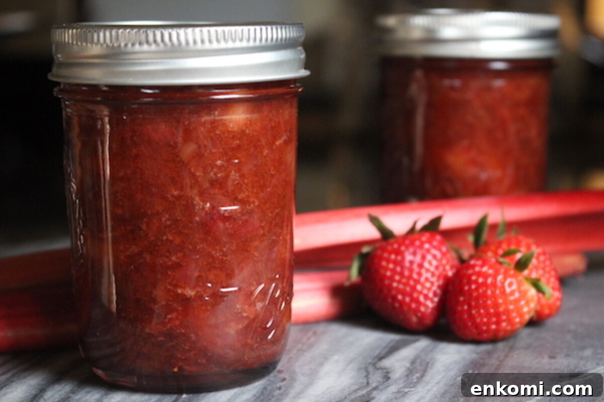 Homemade Strawberry Rhubarb Jam Recipe for Preserving Fresh Fruit 2 Strawberry rhubarb jam without pectin