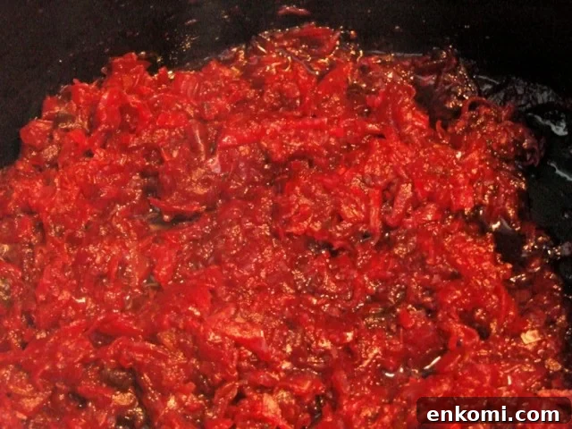 Red Cabbage Relish at the end of cooking