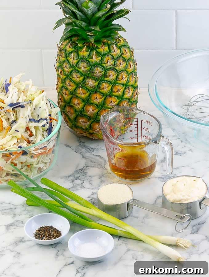 ingredients for pineapple slaw