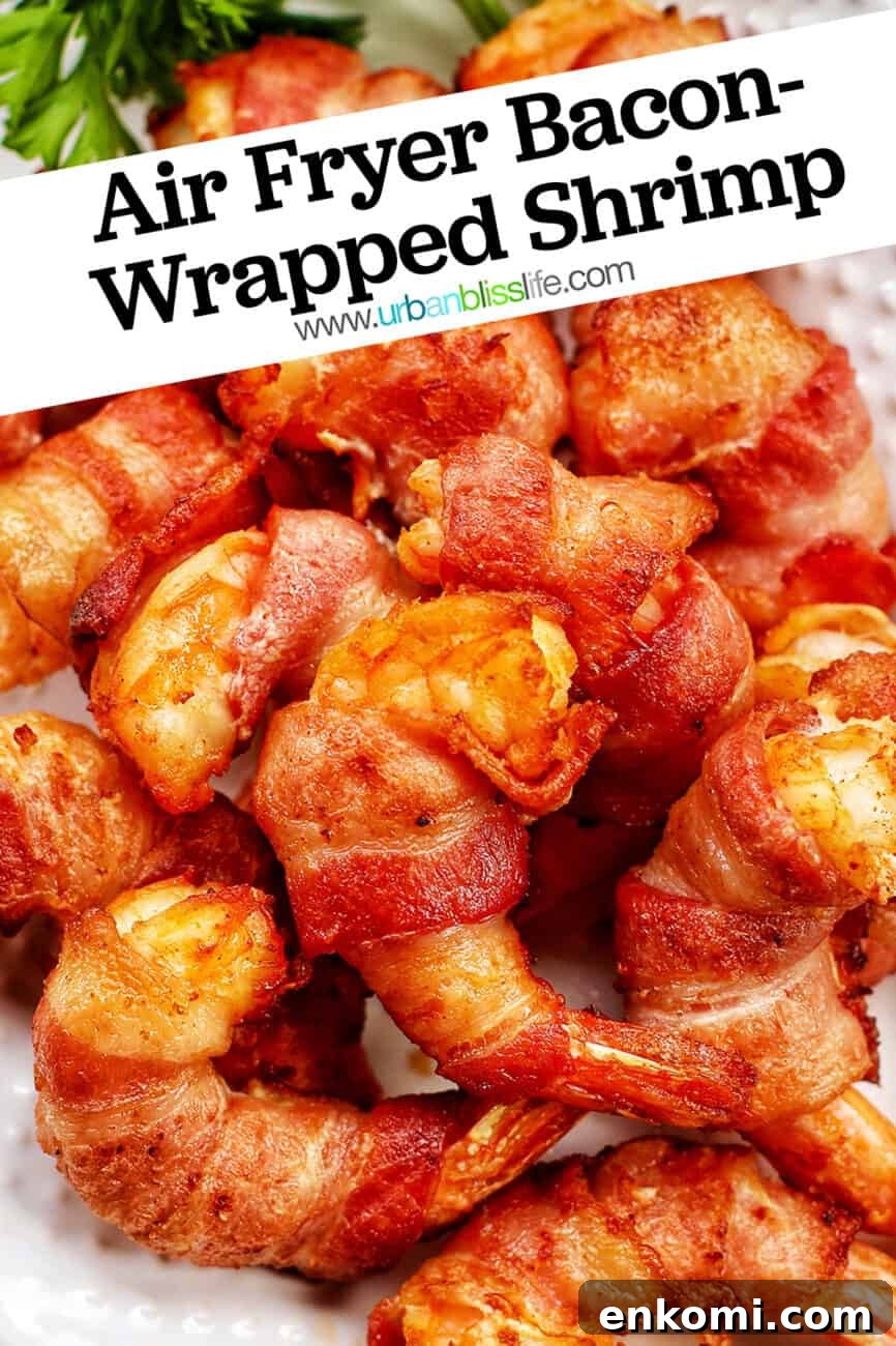 Crispy Air Fryer Bacon-Wrapped Shrimp Recipe 14 air fryer bacon wrapped shrimp with text overlay