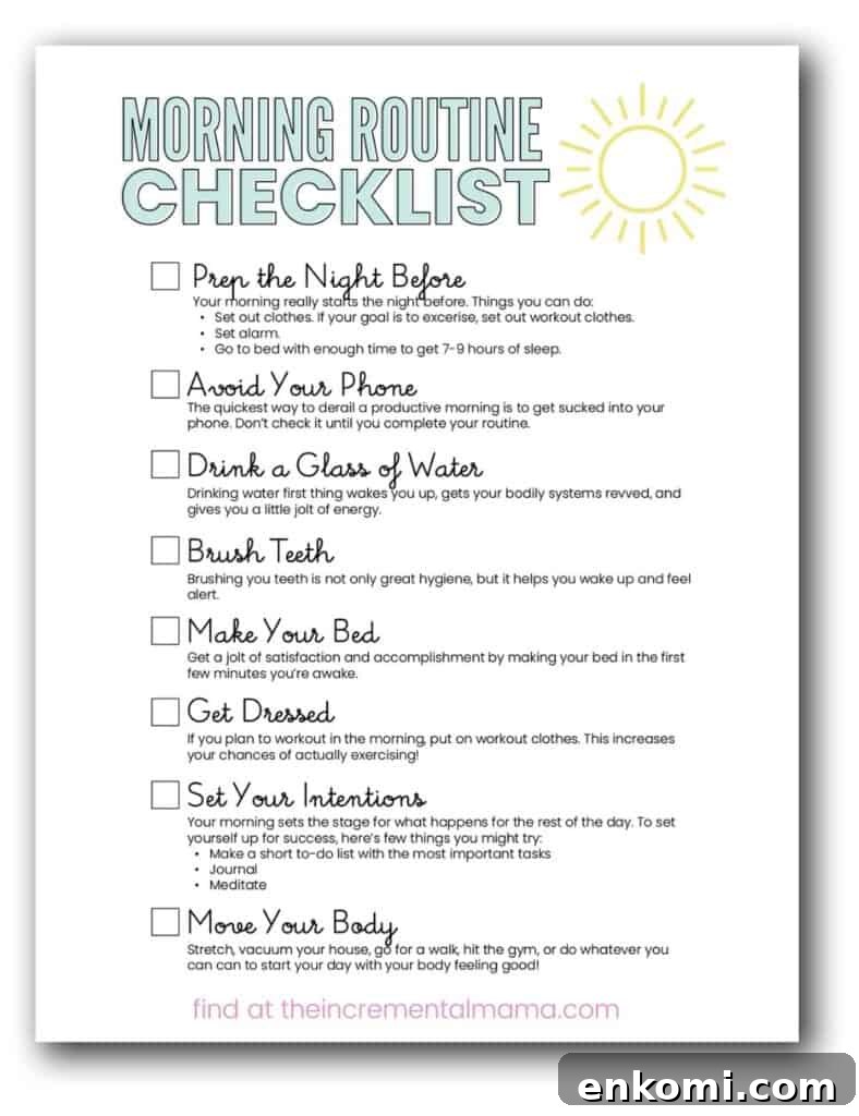 Morning Routine Checklist to Boost Energy and Focus 2 morning routine checklist printable