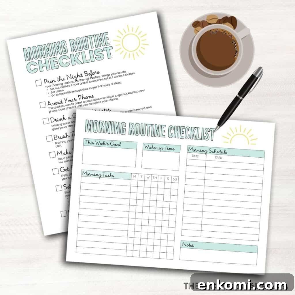 Morning Routine Checklist to Boost Energy and Focus 3 routine charts for adults