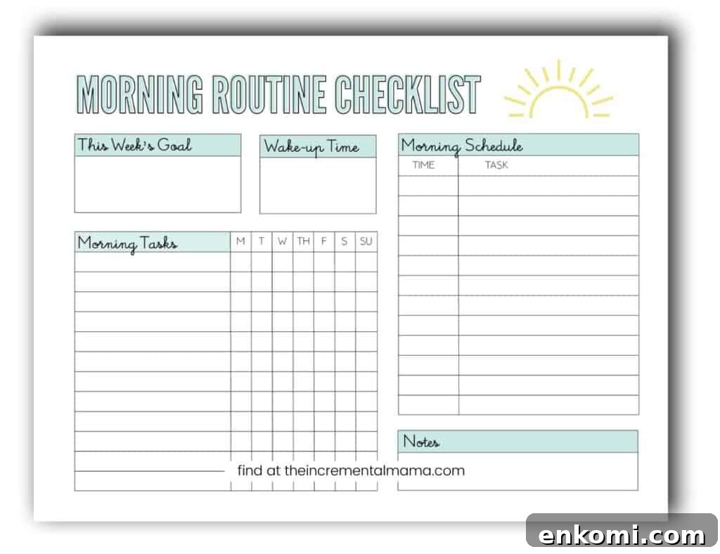 Morning Routine Checklist to Boost Energy and Focus 8 printable morning routine template