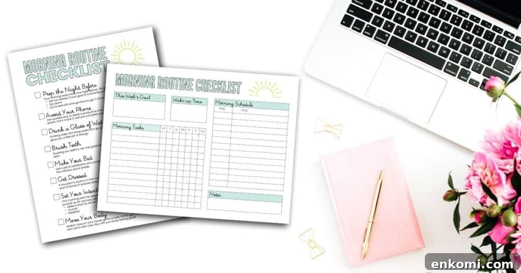 Morning Routine Checklist to Boost Energy and Focus 10 free printable morning checklist for adults