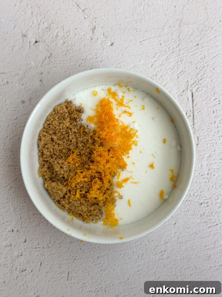 White Chocolate, Cranberry & Orange Cookies — Holiday Citrus Treats 5 orange zest with sugars.