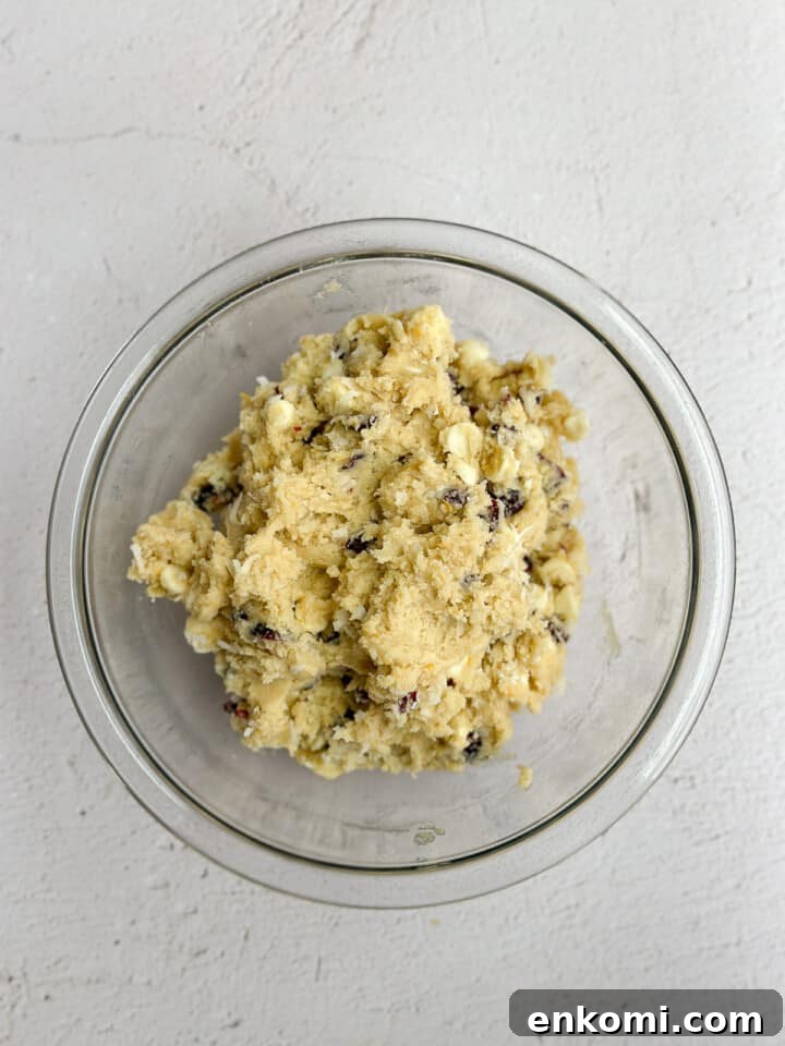 White Chocolate, Cranberry & Orange Cookies — Holiday Citrus Treats 10 the cookie dough ready to be scooped.