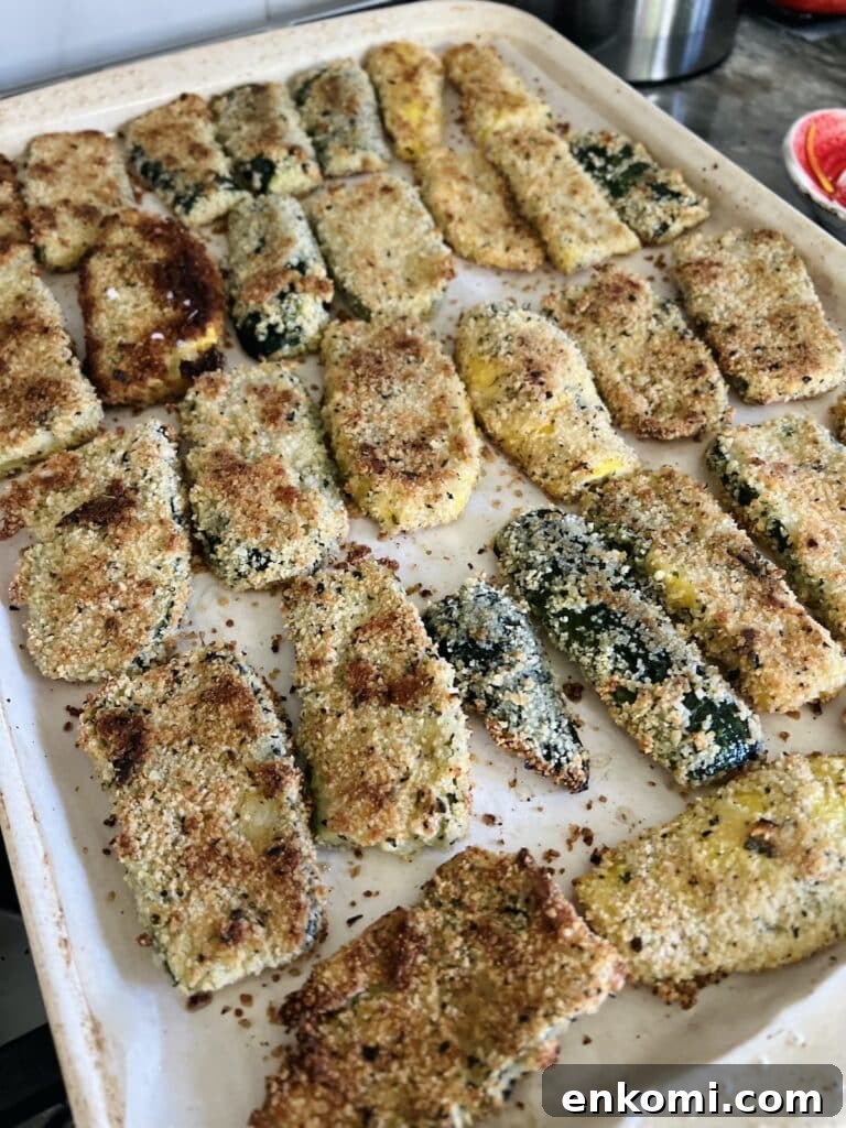 Finished baked panko crusted zucchini.