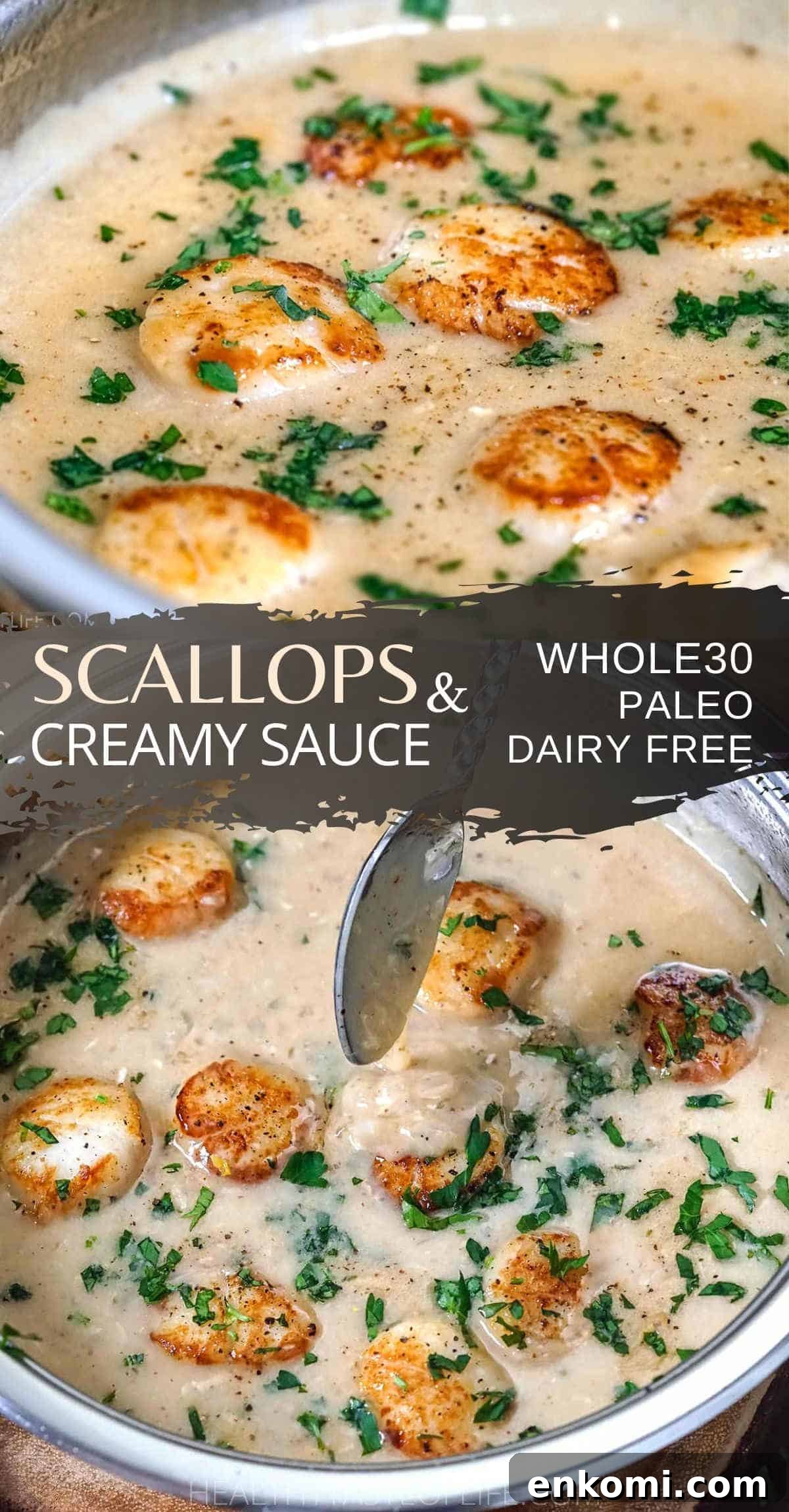 Dairy-Free Creamy Scallops Recipe (Whole30 Friendly) 9 Whole30 Scallops In A Dairy Free Cream Sauce Paleo, Gluten Free Recipe Pinterest.