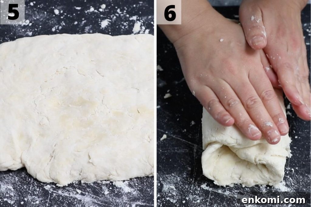 Popeyes-Style Buttermilk Biscuits: Copycat Recipe for Flaky Biscuits 6 Popeyes Biscuits recipe: step 5 and 6 photos.