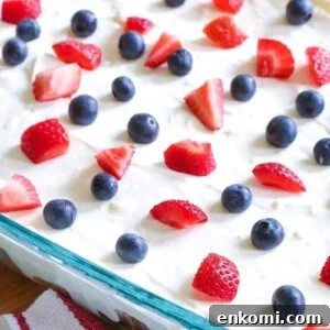 No Bake Oreo Cheesecake Dessert in a glass baking dish
