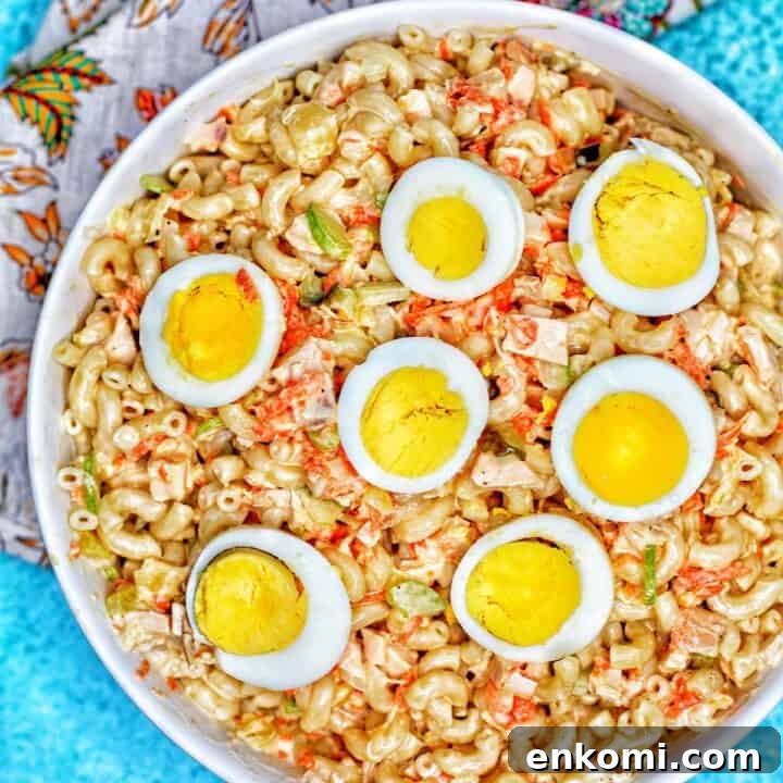 Filipino Macaroni Salad in a bowl