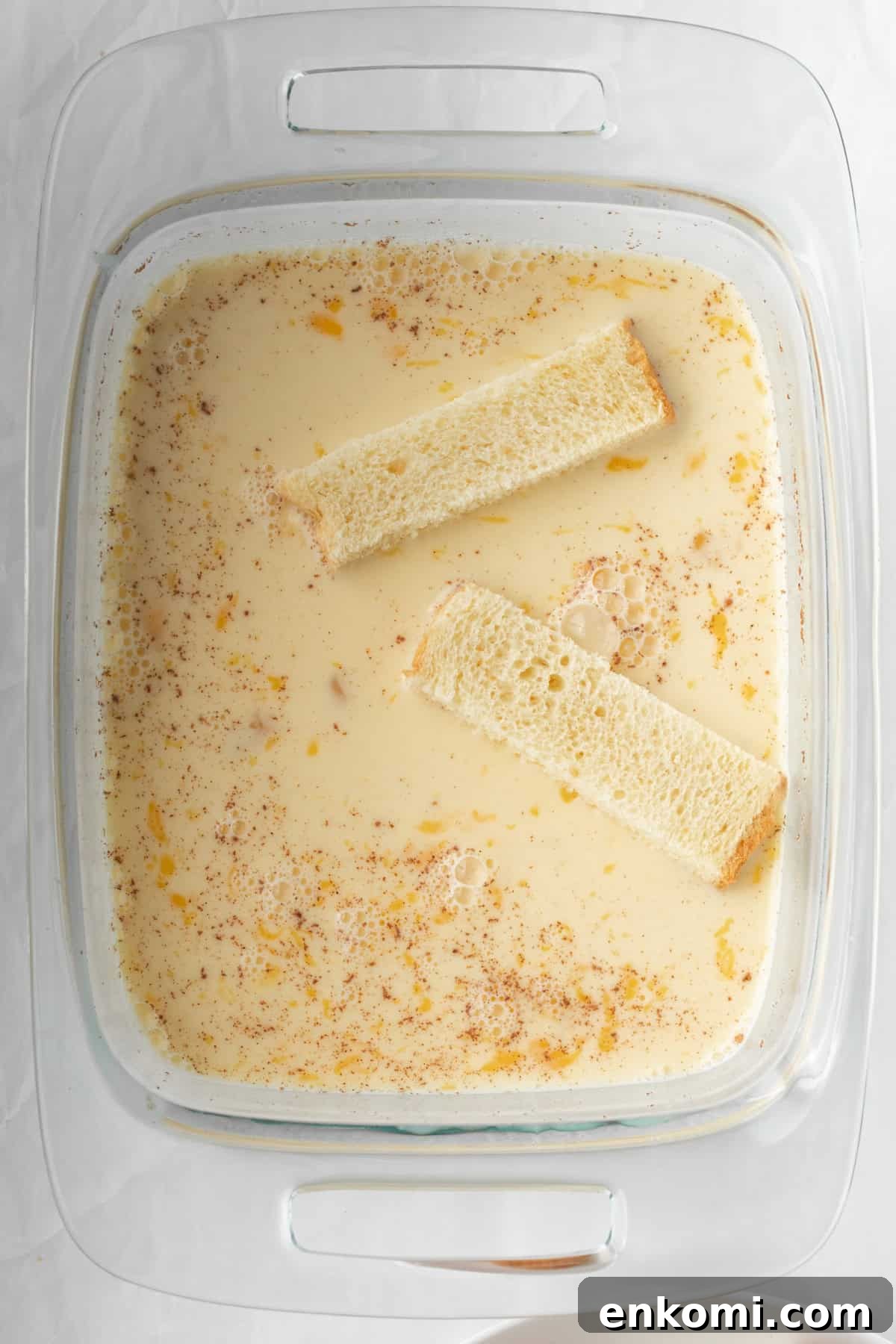 brioche sticks in a french toast custard