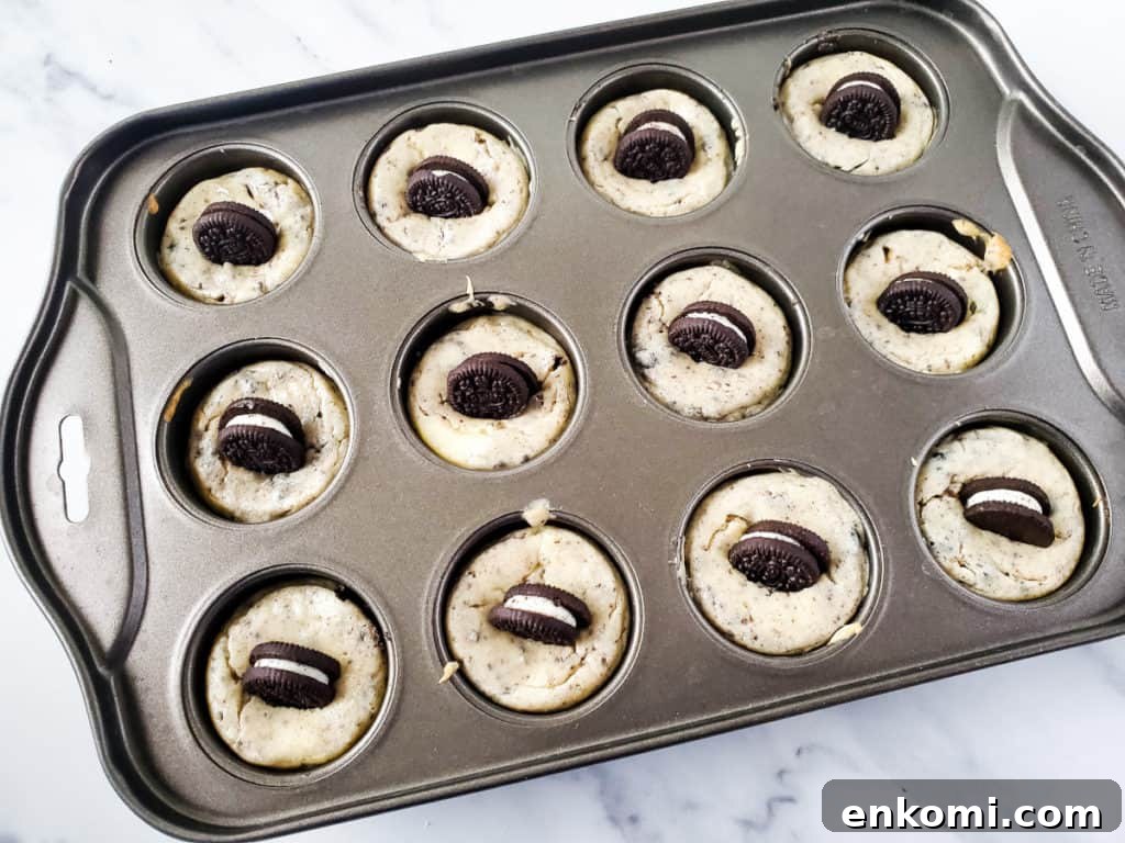 Cookies N Cream Cheesecakes in pan
