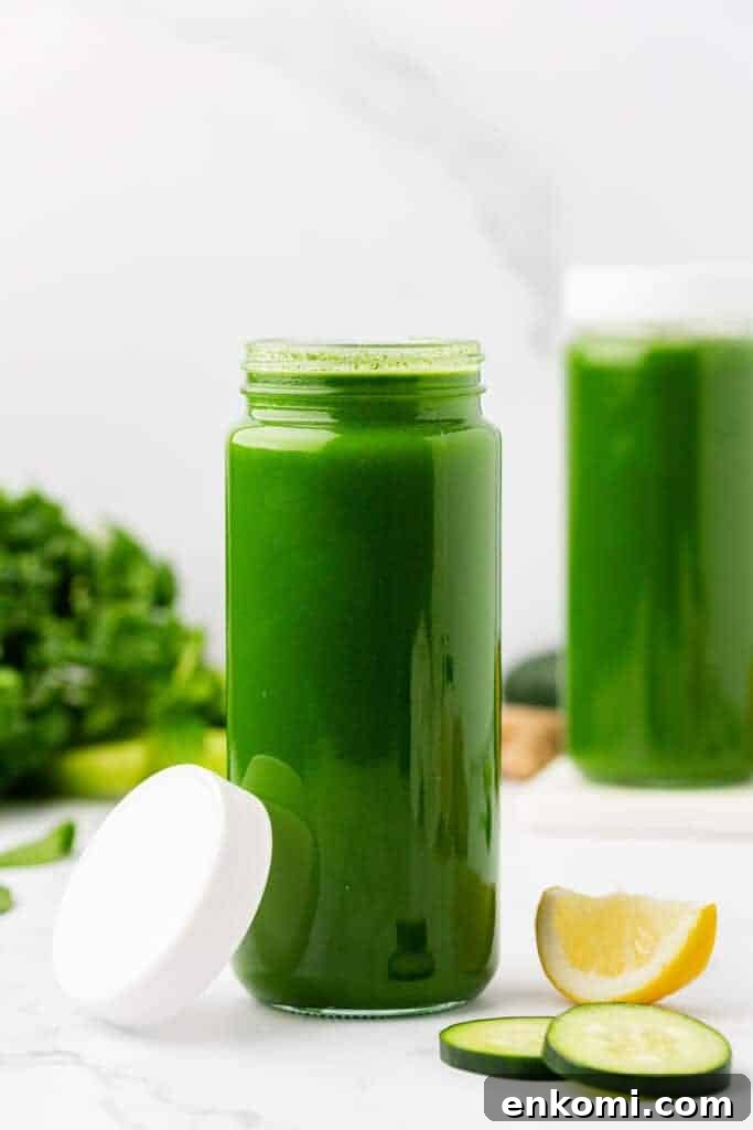 Refreshing Homemade Green Juice Recipe for Energy and Detox 11 green juice in a jar