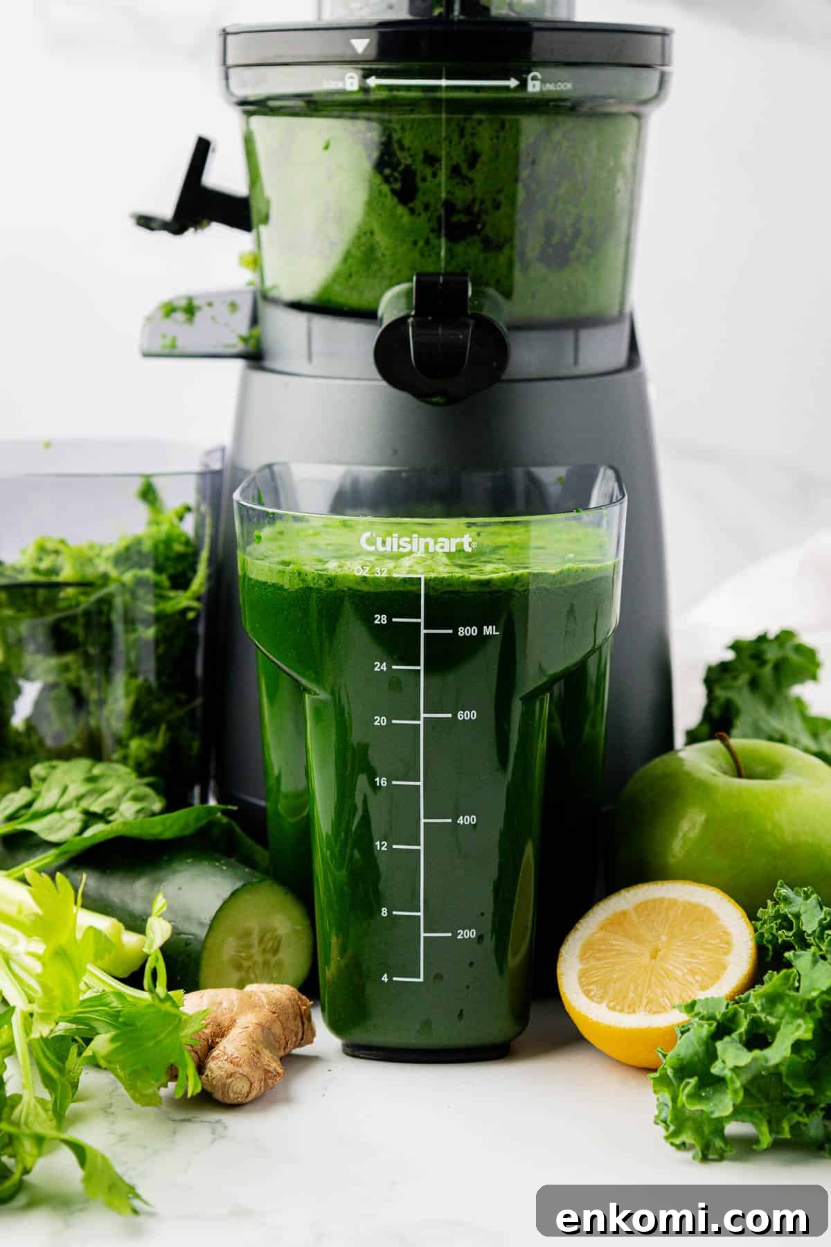 Refreshing Homemade Green Juice Recipe for Energy and Detox 3 green juice next to a juicer