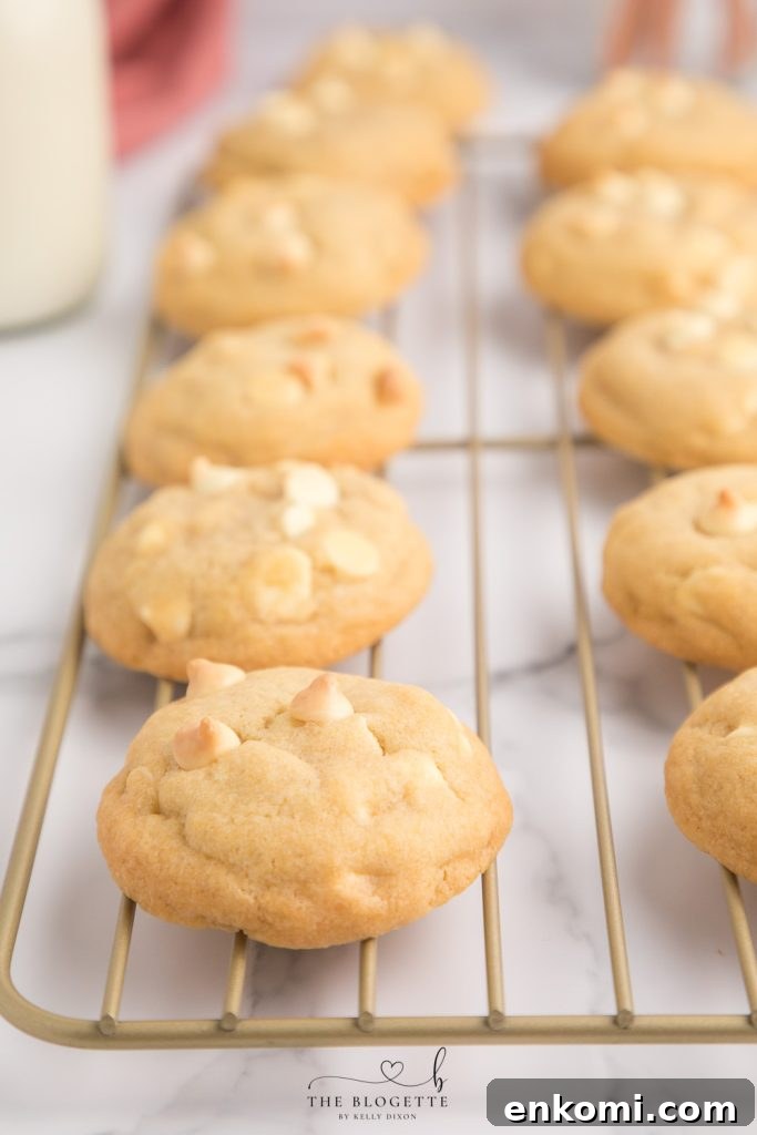 White Chocolate Chip Cookies are soft and buttery while perfectly thick and sweet. Super easy to make, no chilling, and packed with chocolate!