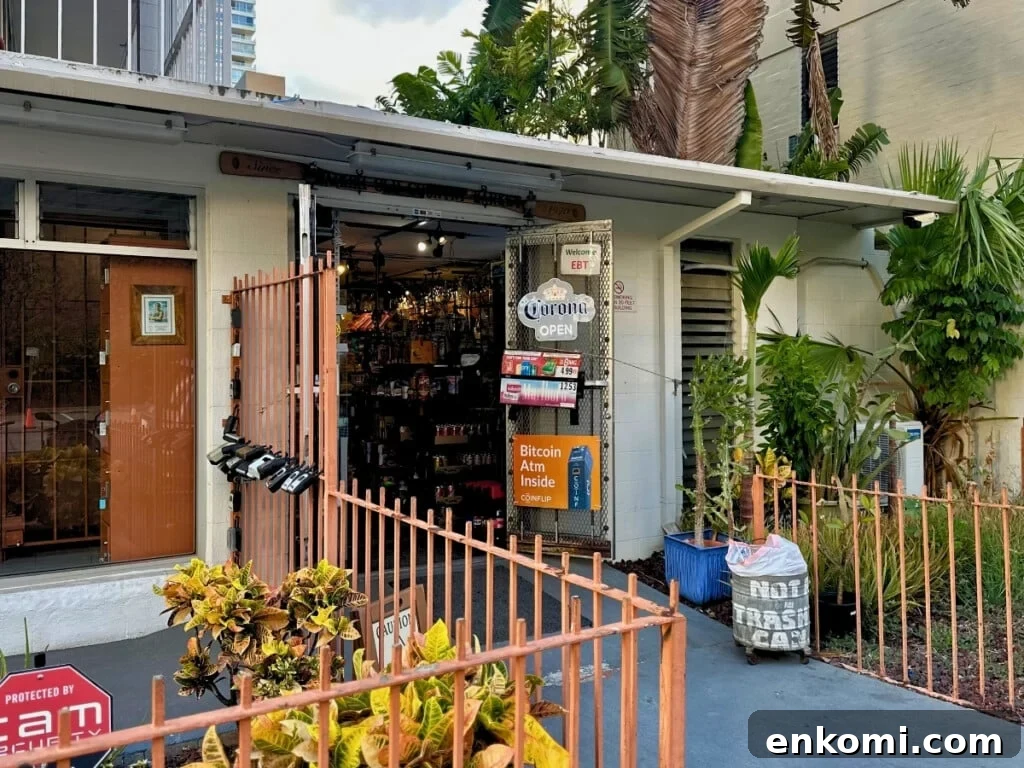 Exterior of Waikīkī Old Country Market, a small local store in Waikīkī, Oʻahu.