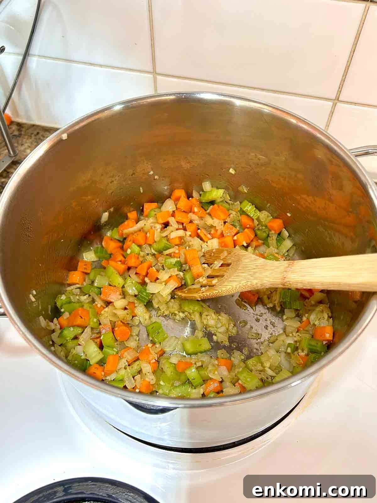 spices and bay leaf sautéed with aromatics.