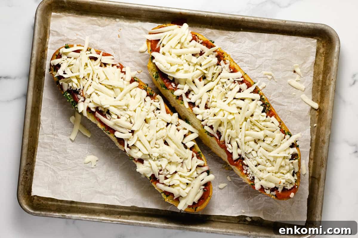 Step by step photos showing how to make homemade garlic bread pizza