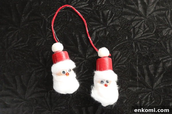wine cork santas on black background