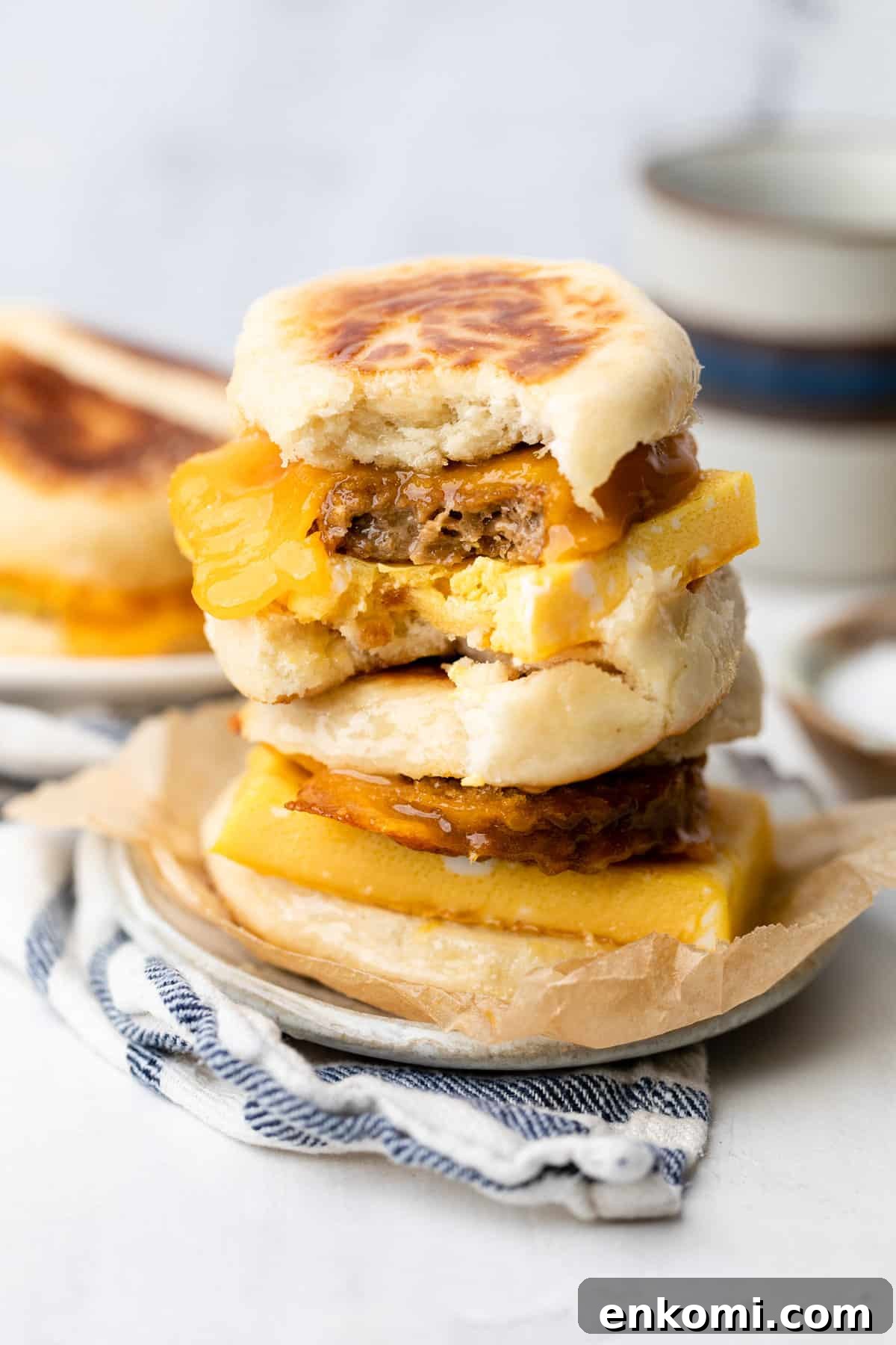 Make-Ahead Freezer Breakfast Sandwich Recipes 7 stack of freezer breakfast sandwich