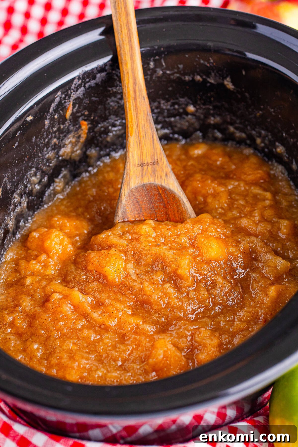 homemade crock pot applesauce finished in the crock pot