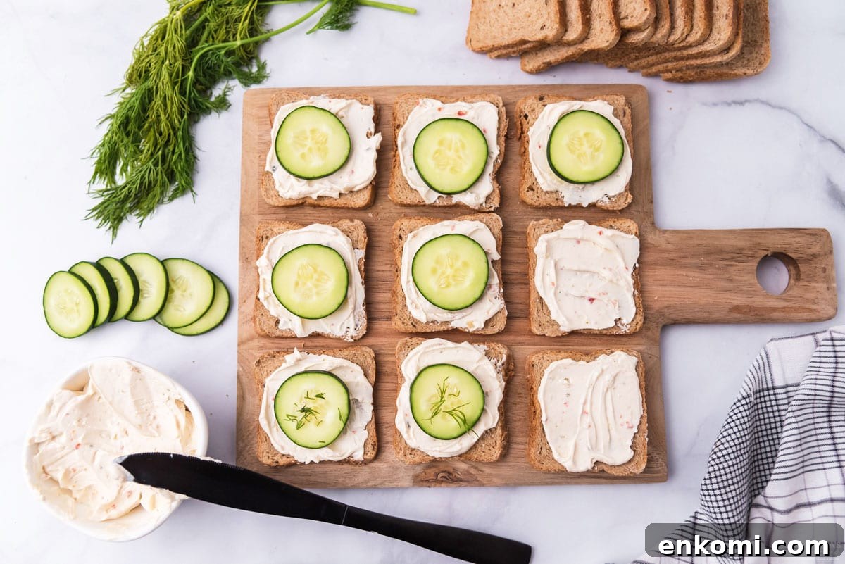 Mini Cucumber Tea Sandwiches for Parties and Picnics 6 making mini cucumber sandwiches