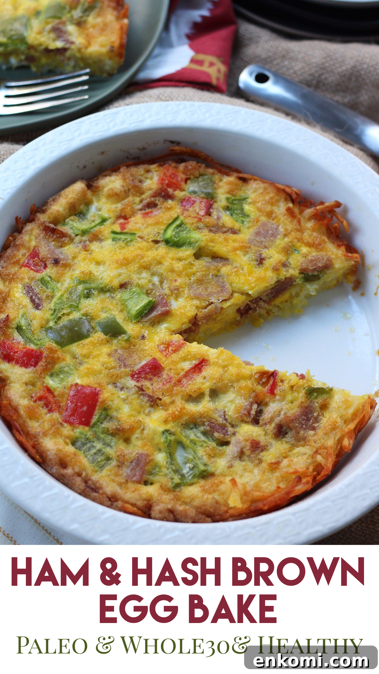 paleo ham egg bake Paleo ham egg bake is the perfect family friendly leftover ham recipe. It works for both hosting a brunch or simple Whole30 meal prep to have grab-and-go breakfasts for the week. Everyone loves the hash brown crust in this Whole30 breakfast casserole too! #whole30eggbake #paleoeggbake #paleoham