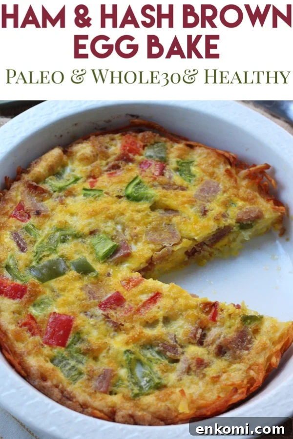 Paleo Ham and Egg Breakfast Casserole with Hash Browns (Whole30, GF) 3 Paleo ham egg bake is the perfect family friendly leftover ham recipe. It works for both hosting a brunch or simple Whole30 meal prep to have grab-and-go breakfasts for the week. Everyone loves the hash brown crust in this Whole30 breakfast casserole too! #whole30eggbake #paleoeggbake #paleoham