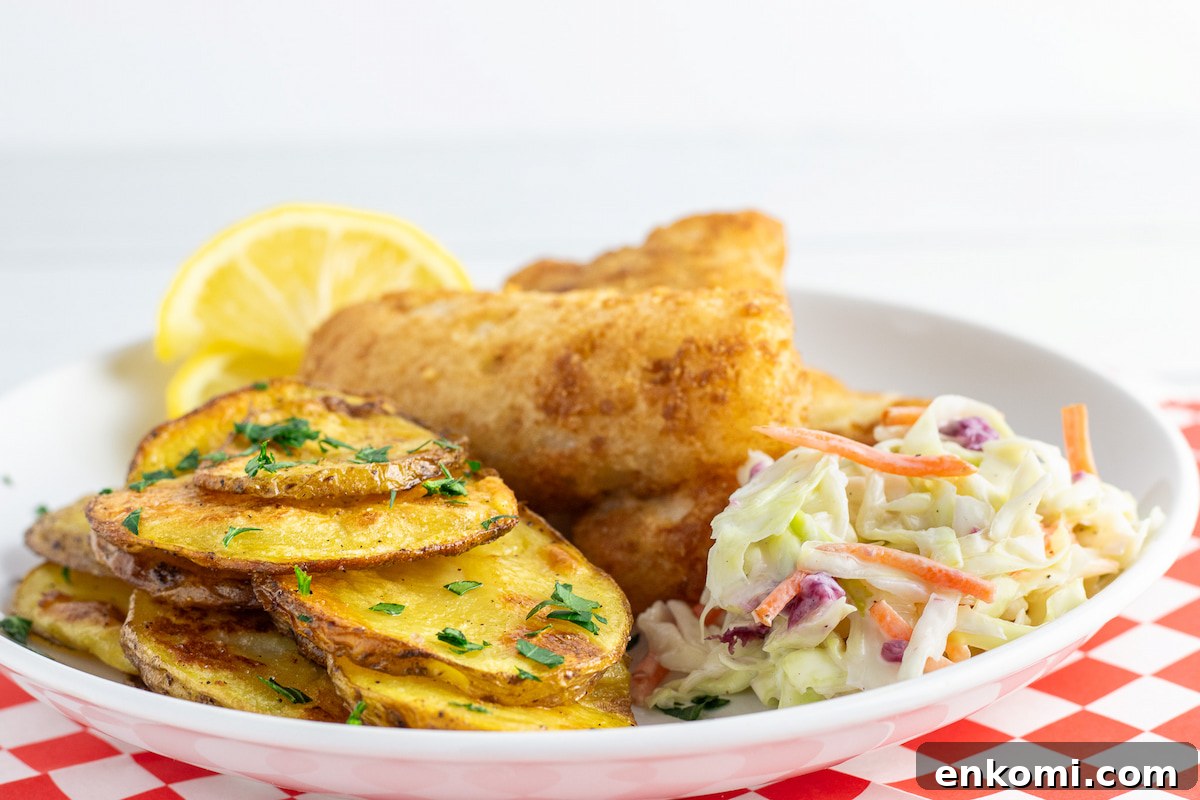 Fish and oven potato chips
