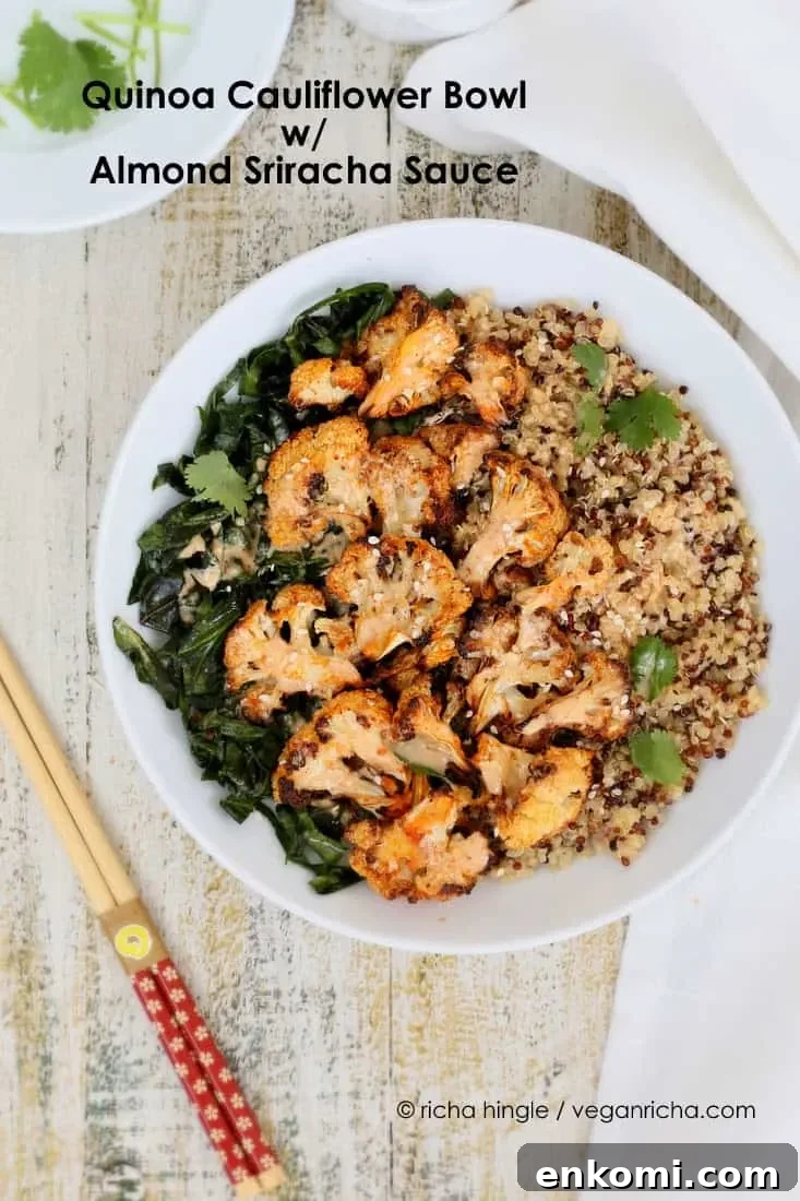 Quinoa Cauliflower Bowl with Almond Sriracha Sauce